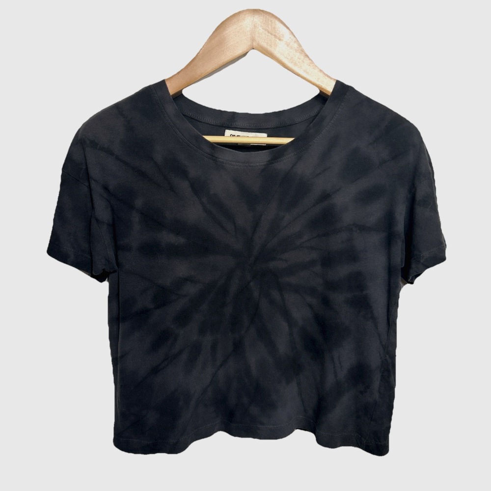 Rivet & Thread Cropped Tie-Dye Tee Black Women's Size XS Retail: $59